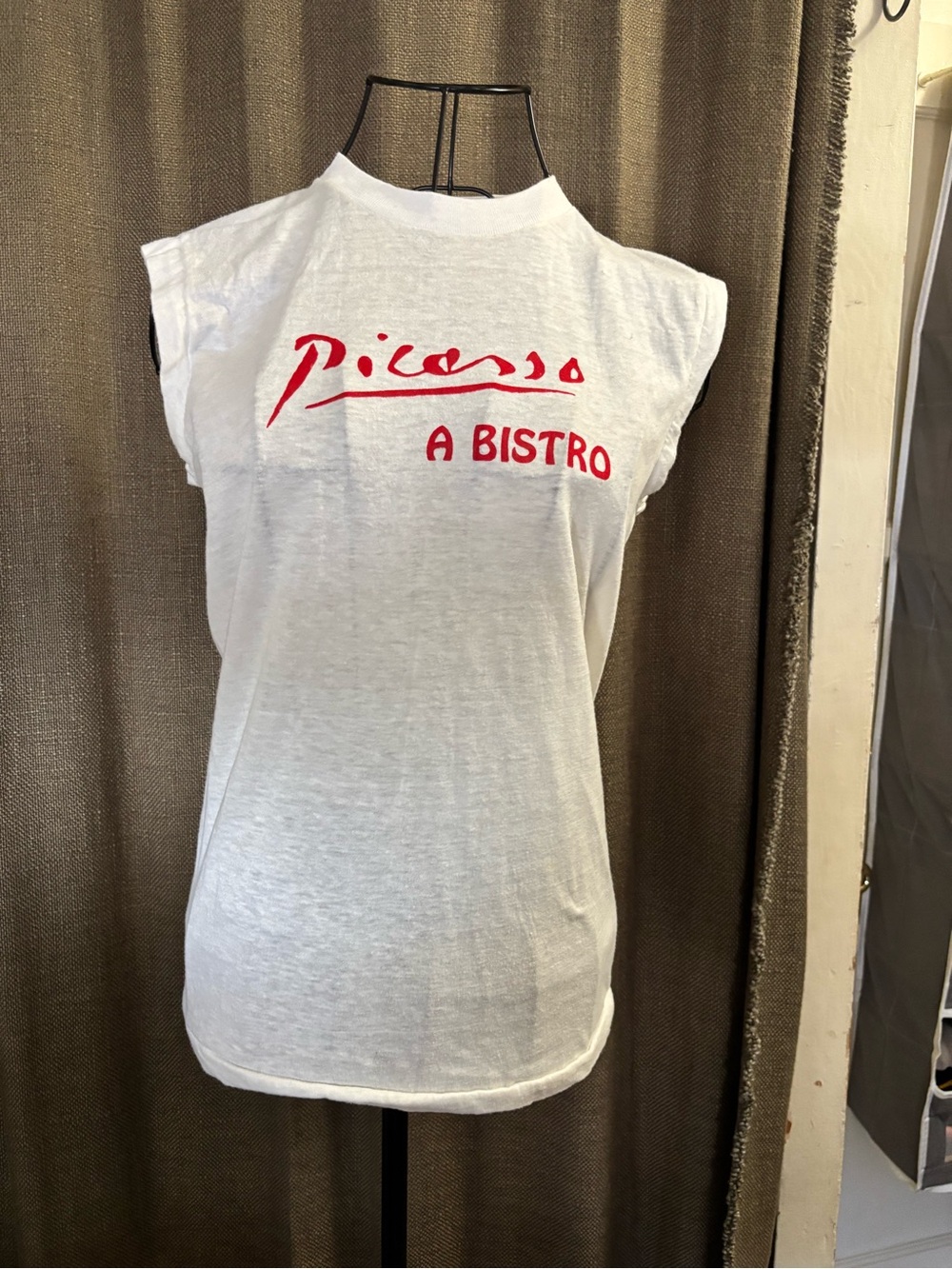 Vintage A Bistro White Graphic Muscle Tank Top - Women's
